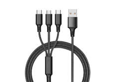 Nylon braided one-to-three data cable three-in-one multi-head 2A fast charging and charging cable