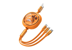 Creative gift for the year of the tiger, one for three retractable data cable, suitable for Apple and Android three-in-one charging cable